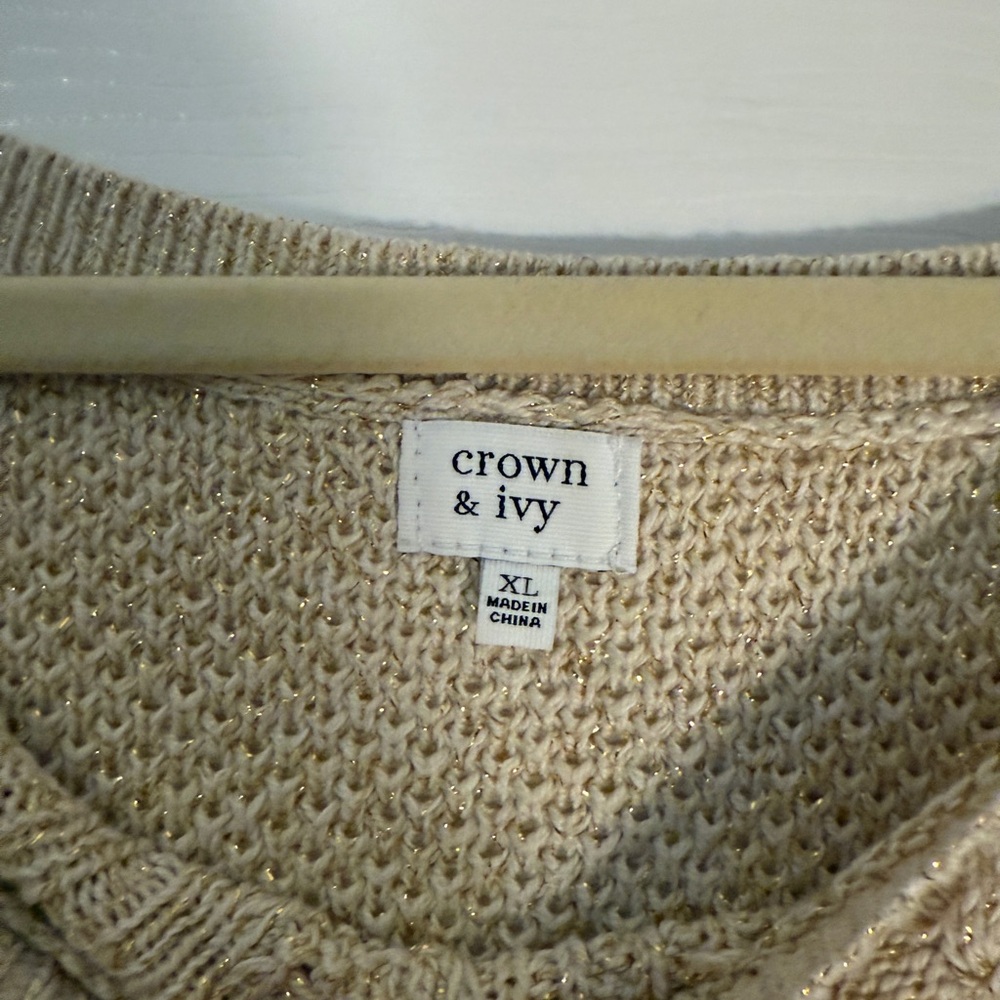 Crown & Ivy Women's Gold Knit Sweater XL